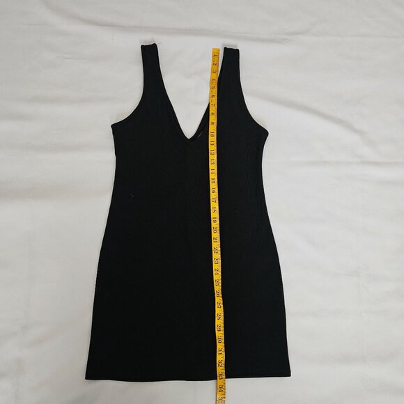 Wild Fable Classic Black Ribbed Stretchy V-Neck Bodycon Mini Dress Women's M - Picture 11 of 11